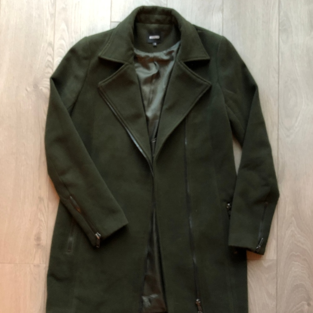 Missguided Olive Green Wool Style Overcoat Jacket